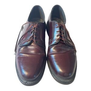 Worthmore Vintage Mens 10.5 C Burgundy Leather Derby Shoes Made in USA 75496